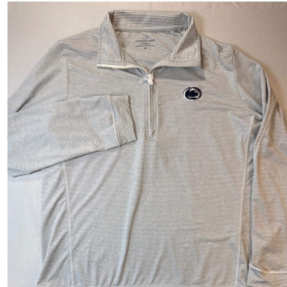 Vineyard Vines Sankaty Penn State Quarter Zip Pullover Mens XL Grey Striped